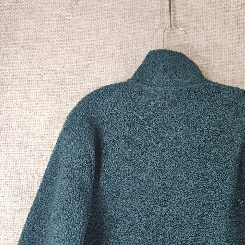 Banana Republic Nubby Sherpa Fleece Pullover 1/4 Snap Mens S Storm Slate NEW